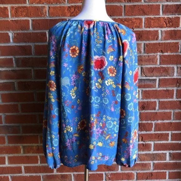 Dalia Floral Keyhole Tie Boho Top - Size L - Picture 3 of 7